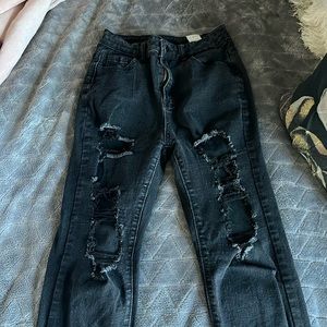 black ripped jeans